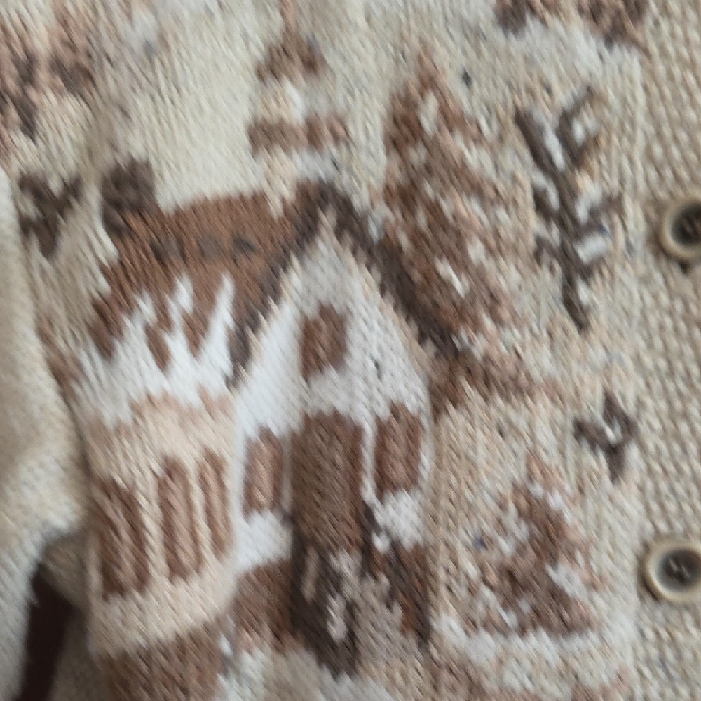 Norther Isles Hand Knitted Cozy Holiday Cardigan with Village Scene Sz M - Picture 7 of 15